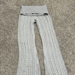 Arden B Light Gray Cable-Knit Foldover Waist Leggings